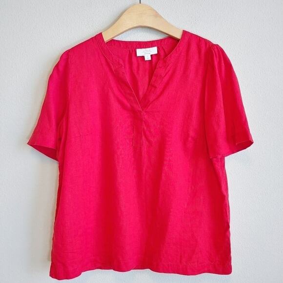 Charter Club Luxury Linen Short Sleeve Blouse Size M - Picture 1 of 8
